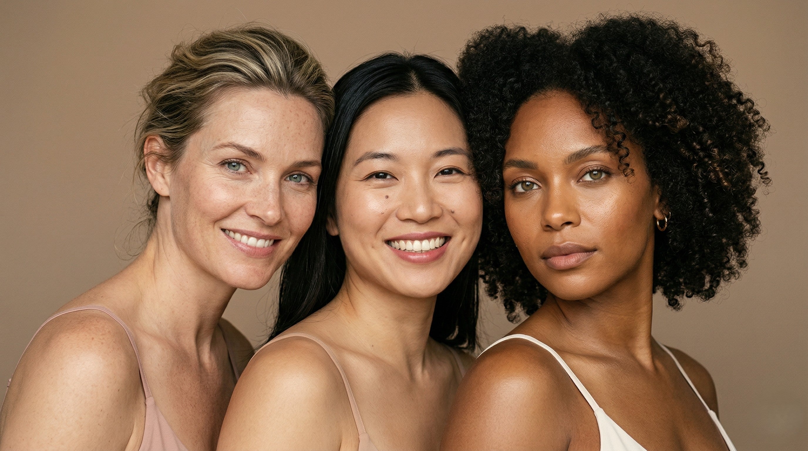 Three women with different skin tones and facial structures showing natural facial balancing results at HoneMD in Torrance, South Bay