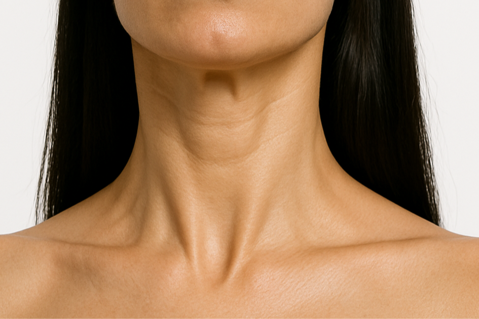 Stylized close-up of a smooth neck and jawline at HoneMD