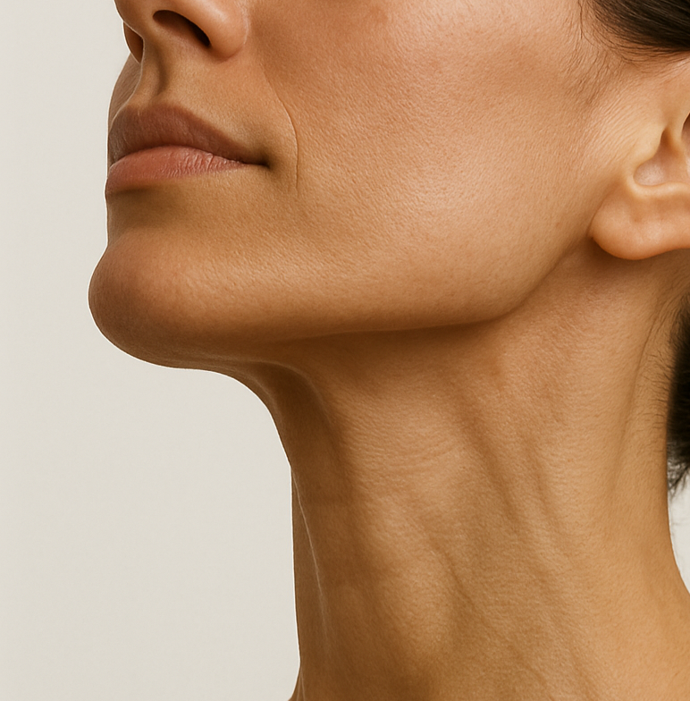 Stylized close-up of a sculpted neck and jawline at HoneMD
