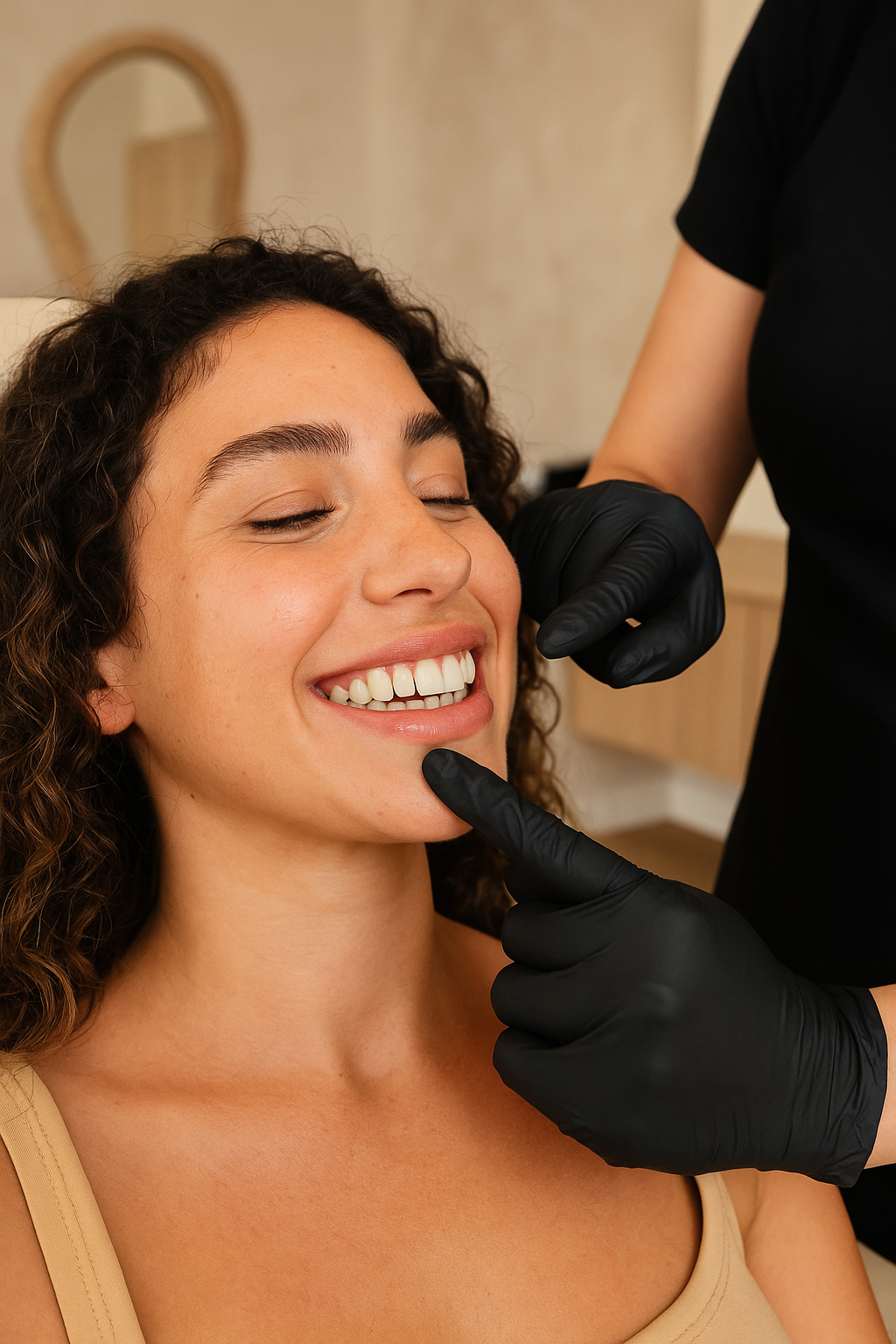 Provider marking the upper lip for gummy smile treatment at HoneMD