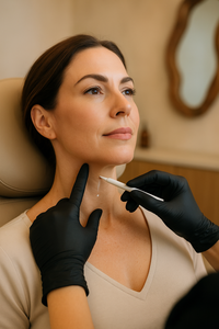 Provider treating platysmal neck bands by injection at HoneMD